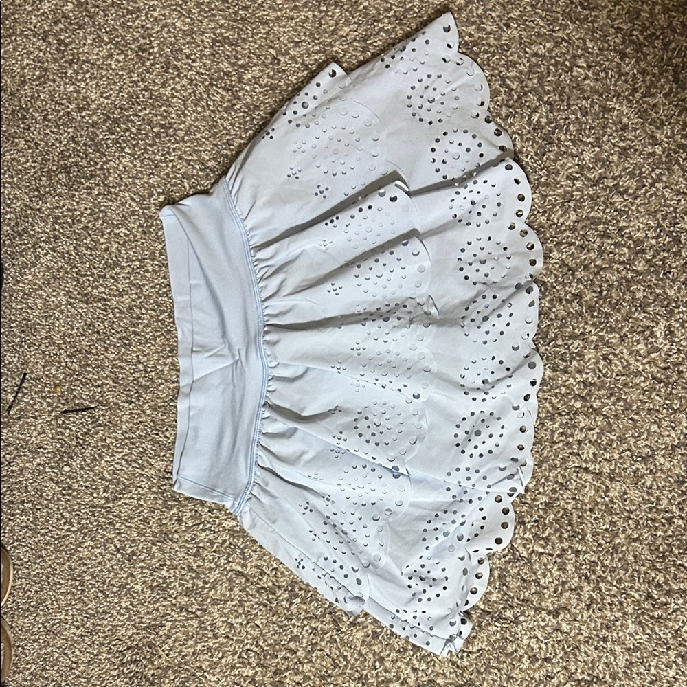 Mi Light Blue Skater Skirt with Eyelet Design